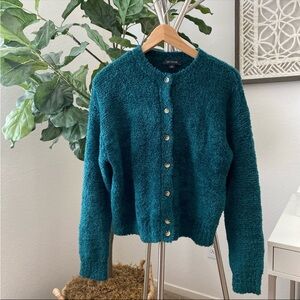 Ann Taylor | Women’s Textured Button-Up Cardigan - Teal Green - Size Medium